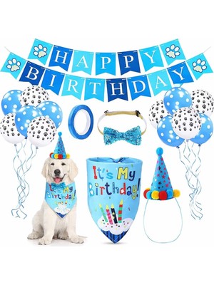 Brf Store Shopletsell Evcil Hayvan Doğum Günü Süsleme Seti Mavi – Köpek ve Kedi Için Birthday Party Konsept Pa