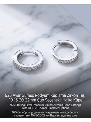 Begonia Accessories 925 Ayar Gümüş Rodyum Kaplama Zirkon Taşlı Minimal Halka ve Çivi Küpe Kadın Lüks Tasarım Şık Günlük Kullanım Gümüş Küpe ÇEŞITLERI-287-26