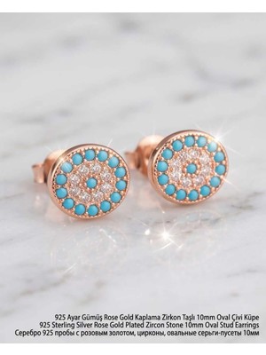 Begonia Accessories 930 Ayar Gümüş Rose Gold Rodyum Kaplama Zirkon Taşlı Minimal Halka ve Çivi Küpe Kadın Lüks Tasarım Şık Günlük Kullanım Gümüş Küpe ÇEŞITLERI-287-16