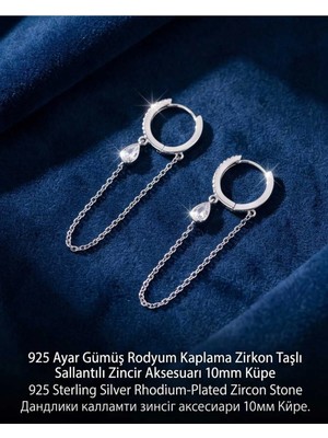 Begonia Accessories 925 Ayar Gümüş Rodyum Kaplama Zirkon Taşlı Minimal Halka ve Çivi Küpe Kadın Lüks Tasarım Şık Günlük Kullanım Gümüş Küpe ÇEŞITLERI-287-3