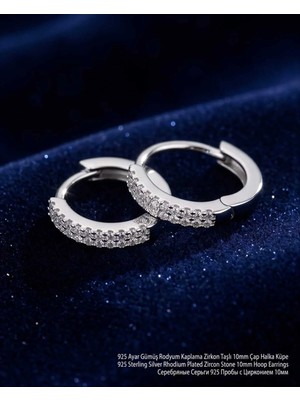 Begonia Accessories 925 Ayar Gümüş Rodyum Kaplama Zirkon Taşlı Minimal Halka ve Çivi Küpe Kadın Lüks Tasarım Şık Günlük Kullanım Gümüş Küpe ÇEŞITLERI-287-20