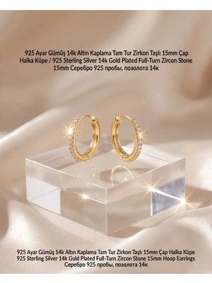 Begonia Accessories 925 Ayar Gümüş 14K Altın Kaplama Rodyum Kaplama Zirkon Taşlı Minimal Halka ve Çivi Küpe Kadın Lüks Tasarım Şık Günlük Kullanım Gümüş Küpe ÇEŞITLERI-287-14