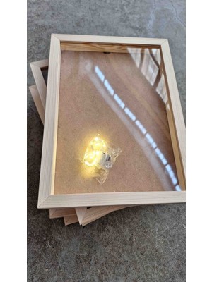 A4 Ebatında Ahşap Derin Çerçeve Ön Korumalı 5 Adet (Led Işıklı)