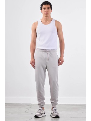 Açık Gri Bağcıklı Erkek Regular Fit Eşofman Altı