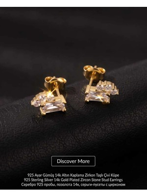 Begonia Accessories 925 Ayar Gümüş 14K Altın Kaplama Rodyum Kaplama Zirkon Taşlı Minimal Halka ve Çivi Küpe Kadın Lüks Tasarım Şık Günlük Kullanım Gümüş Küpe ÇEŞITLERI-287-30