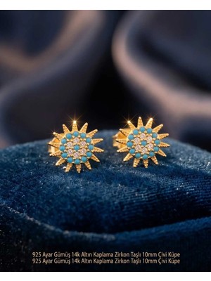 Begonia Accessories 925 Ayar Gümüş 14K Altın Kaplama Rodyum Kaplama Zirkon Taşlı Minimal Halka ve Çivi Küpe Kadın Lüks Tasarım Şık Günlük Kullanım Gümüş Küpe ÇEŞITLERI-287-23