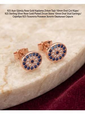 Begonia Accessories 929 Ayar Gümüş Rose Gold Rodyum Kaplama Zirkon Taşlı Minimal Halka ve Çivi Küpe Kadın Lüks Tasarım Şık Günlük Kullanım Gümüş Küpe ÇEŞITLERI-287-13