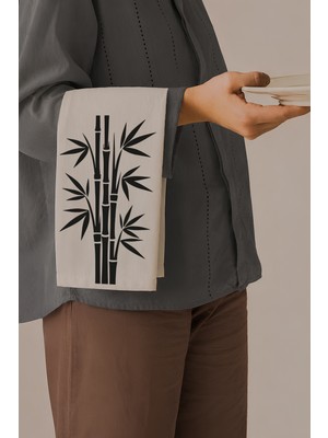 Grafiklas Bambu, Doğa Temalı, Dijital Baskılı Servis Altlığı, Keten Runner, 4'lü Amerikan Servis, 32X43 cm