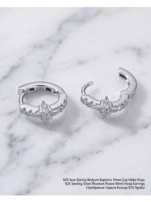 Begonia Accessories 925 Ayar Gümüş Rodyum Kaplama Zirkon Taşlı Minimal Halka ve Çivi Küpe Kadın Lüks Tasarım Şık Günlük Kullanım Gümüş Küpe ÇEŞITLERI-287-11
