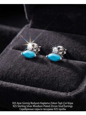 Begonia Accessories 925 Ayar Gümüş Rodyum Kaplama Zirkon Taşlı Minimal Halka ve Çivi Küpe Kadın Lüks Tasarım Şık Günlük Kullanım Gümüş Küpe ÇEŞITLERI-287-17