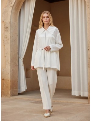 İkoll Ikoll Elera Tencel Karışımlı  Kap Oversize Fermuarlı Lacivert