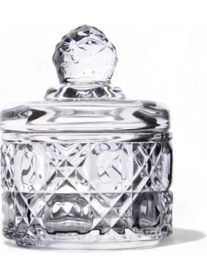 Starseven Deconox Lüx Kristal Mini Cam Şekerlik & Cam Lokumluk, Kesme Cam Lüx Şekerlik 7.5cm*9.2cm - 06643