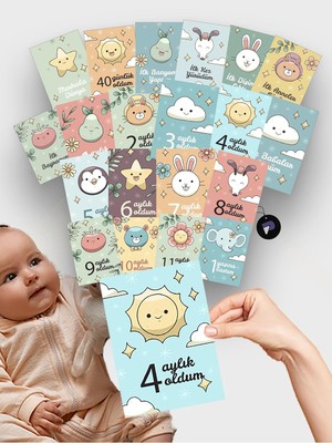 Starseven Baby Aylık Fotoğraf Çekimleri, Bebek Aylık Anı Hatıra Kartları, Yeni Doğan Hoşgeldin Bebek Hediyesi