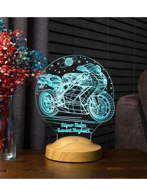 Starseven Babaya Hediye Motosiklet Racing, Babalar Günü Hediyesi Motor Hayranına 3D LED Lamba