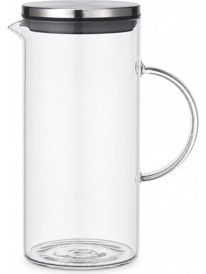 Starseven 1500 ml Cam Sürahi Metal Kapaklı Şeffaf Sürahi Dayanıklı Cam Gövde Ergonomik Sap Akıtmaz Ağız Tasar