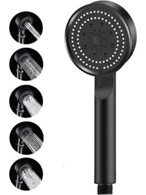 Starseven 5 Fonksiyonlu Turbo Fan Duş Başlığı – Siyah, Yüksek Basınçlı, Su Tasarruflu, Masaj & Yağmur Spreyli