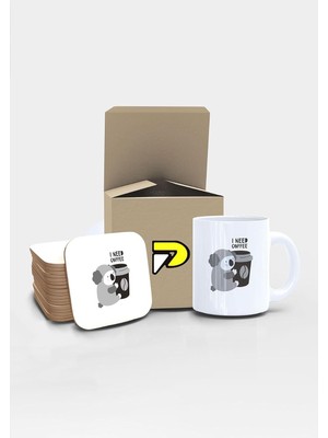 Starseven Postermanya I Need Coffee Tembel Koala Tasarımlı Baskılı Kupa Bardak Seti, Eğlenceli Özel Hediye Mu