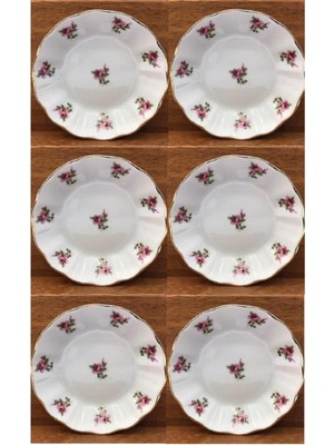 Starseven Porland 6'lı Porselen Çay Tabağı Pembe Çiçekli 869BMNELPCK1279126P