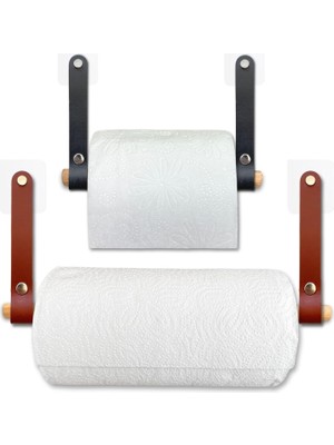 Starseven Yapışkanlı Ahşap & Deri Tuvalet Kağıtlığı | Banyo Kağıt Havluluk, Havlu Peçetelik | Wc Kağıtlık, Do