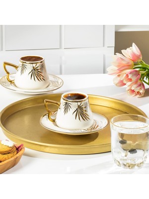 Starseven Porsima Seren Altın Yaldızlı 6 Kişilik Fincan Seti 12 Parça Türk Kahvesi Takımı Kahve Fincanı