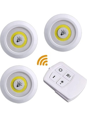 Starseven Senon 3'lü LED Lamba, Uzaktan Kumandalı Spot Lamba, Dolap Altı Lamba, Kiler Aydınlatma Lambası, Mut