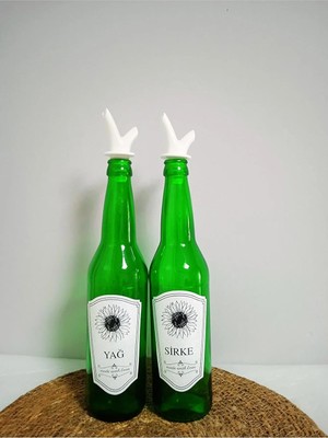 Starseven Yağdanlık 2 Adet Cam Şişe Yağlık Sirkelik 750 ml Yeşil Cam