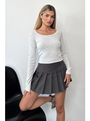 Giysa Kadın U Yaka Uzun Kollu Basic Body Gri - MS0001330