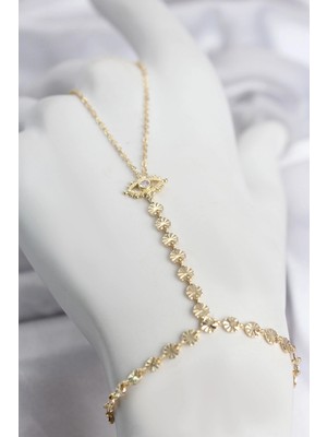 SHC4200 Gold Renk Pirinç Zirkon Taşlı Göz Model Şahmeran