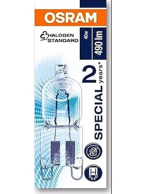 Starseven Halopin G9 40W Fırın Ampulü, 260 Lm, 300°C Isıya Dayanıklı Halojen Lamba, Şeffaf