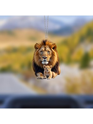 Starseven Araba Ayna Süsü, Araba Süsü, Çanta Aksesuarı - Aslan - Pleksi Malzeme, Uv Baskılı - 007
