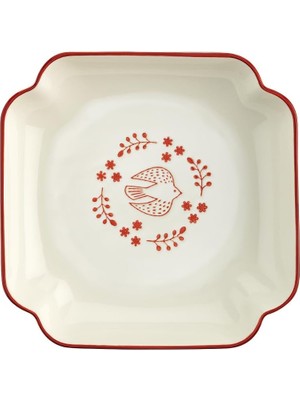 Starseven Aryıldız Red Bird Köşeli Geometrik Tabak Renkli 19 cm