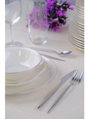 Starseven Tabakevi Tabak Evi Porselen Chic Platin Yemek Takımı 24 Parça 6 Kişilik