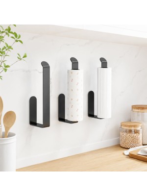 Starseven Lamalı Siyah Yapışkanlı Lüks Tasarım Solo Peçetelik, Metal Havluluk, Hem Yapışkanlı Hem Vidalı Mont