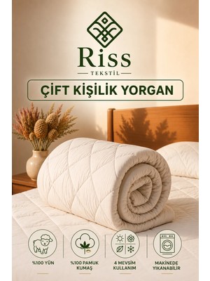 Riss Tekstil Çift Kişilik %100 Merinos Kuzu Yünü Yorgan ( 195cm X 215cm ,3500gr )