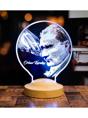 Starseven 100. Yıl Atatürk Görselli Hediye, Atatürk Ofis Hediyesi, Atatürk Fotoğraflı Kişiye Özel Isimli LED
