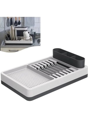 Starseven Mallart® Bulaşıklık Tezgah Üstü Tabaklık & Bardaklık – Kaşıklık Bölmeli Mutfak Kurutmalık, Büyük Bo