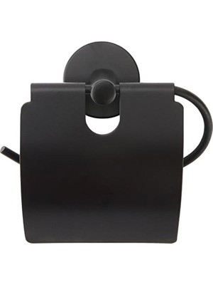 Starseven Promosyonca Metal Tuvalet Kağıtlığı, Siyah, Tuvalet Kağıdı Askısı, 12,3 x 13 cm