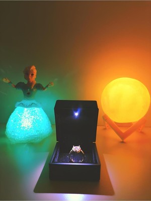 Starseven Işıklı Yüzük Kutusu Kalpli Yüzük, Rcb LED Frozen Elsa, 3D LED Küre Gece Lambası Halay Çeken