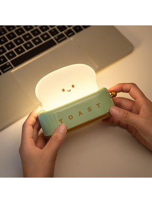 Starseven Yeşil Tost Gece Lambası – Şarjlı & Pilli Sevimli LED Işık,hediyelik LED Lamba