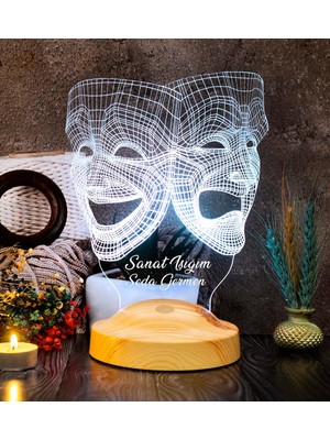 Starseven 3 Boyutlu Maske, Tiyatro Sanatçısına Hediye Kişiye Özel LED Lamba