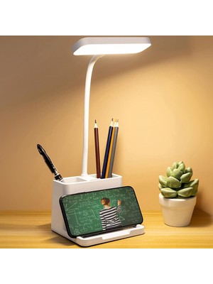 Starseven Telvesse Şarjlı Masa Lambası Dokunmatik Sıcak Renk Ayarlı Telefon Standlı Dimmer Çalışma Okuma Işığ