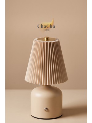 YNSK Lumina Plissé Dokunmatik Şarjlı Masa Lambası - Kademeli Dimmerli Dekoratif Gece Lambası Abajur 21X10 cm