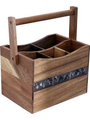 Starseven Arow Akasya Kaşıklık Bölmeli Mutfak Düzenleyici Renkli 10X15 cm