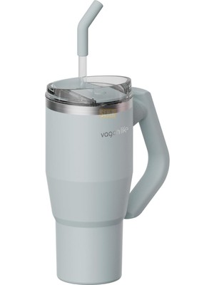 Starseven Vagonlife Tumbler 950ML Pipetli/pipetsiz Kullanım Fonksiyonel Kulplu Paslanmaz Çelik Termos (Açık M