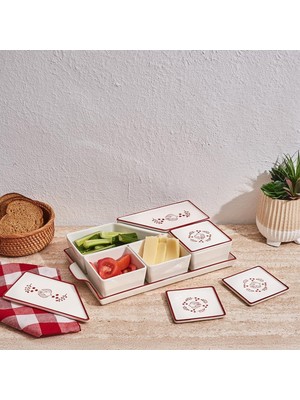 Starseven Aryıldız Bird Red 11 Parça Tepsili Kahvaltılık