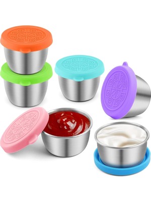 Starseven Bolivia's Kapaklı Sos Kapları, 6'lı Paket Salata Sosu Kabı, 2.4oz Taşınabilir Sos Kapları, Paslanma