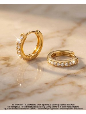 Begonia Accessories 925 Ayar Gümüş 14K Altın Kaplama Rodyum Kaplama Zirkon Taşlı Minimal Halka ve Çivi Küpe Kadın Lüks Tasarım Şık Günlük Kullanım Gümüş Küpe ÇEŞITLERI-287-24