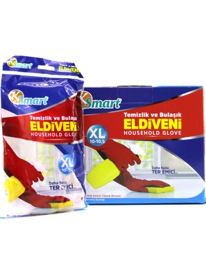 Uravas Store Xl Beden Temizlik ve Bulaşık Eldiveni - Doğal Pamuk Astarlı - Plastik