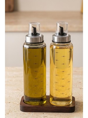 Starseven Bambum Nero 3 Parça Standlı Borosilikat Yağdanlık Yağlık - Sirkelik Seti 500 ml