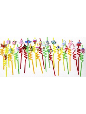 Starseven Aksu Renkli Eğlence Pipetleri – 6’lı Karışık Paket (24 PIPET)(26CM)